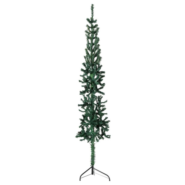 Meia árvore de Natal fina com suporte 240 cm verde M 4