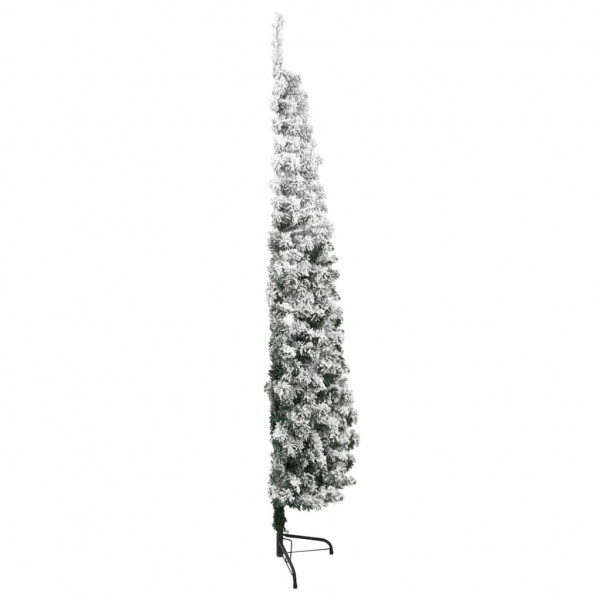 Meia árvore de Natal fina com flocos de neve 240 cm M 5