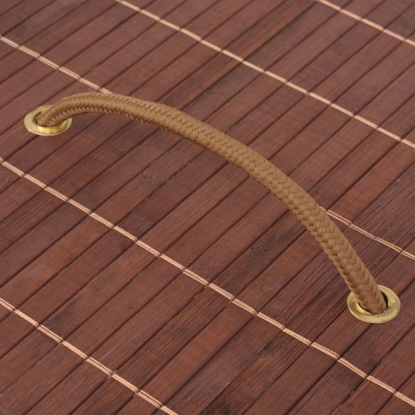 Cesto de la ropa de bambú rectangular marrón M 2