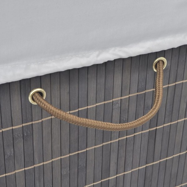 Cesto retangular para roupa suja bambu castanho escuro M 3