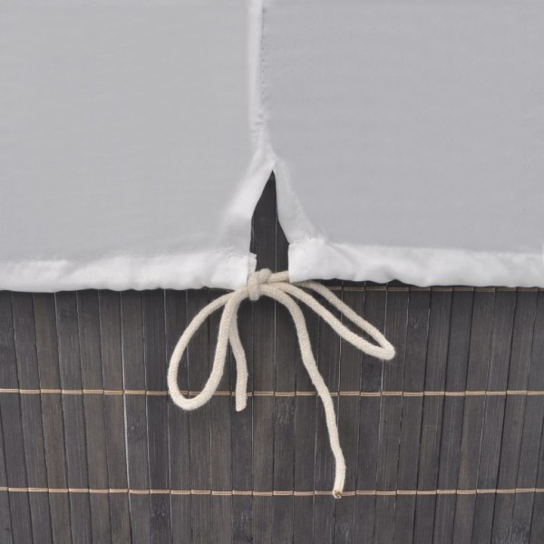 Cesto de la ropa de bambú rectangular marrón oscuro M 4