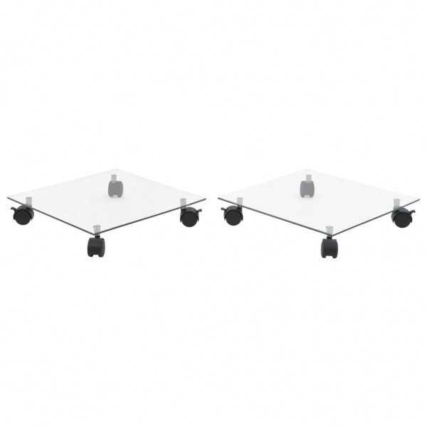 Soportes de ruedas para macetas cuadrado vidrio templado 2 uds D