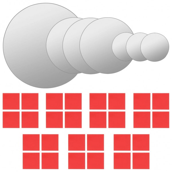 Conjunto de espelhos de parede redondos 7 pcs vidro M 3