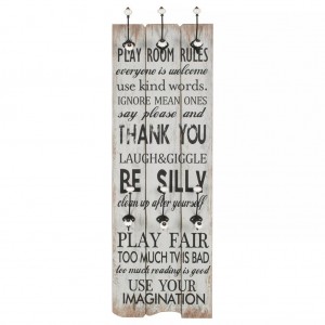Perchero de pared THANK YOU con 6 ganchos 120x40 cm H