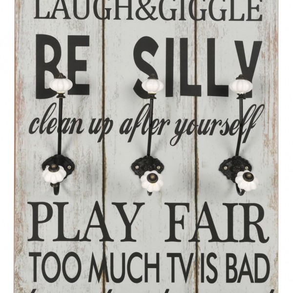 Bengaleiro de parede com 6 ganchos 120x40 cm THANK YOU M 4