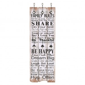 Bengaleiro de parede com 6 ganchos 120x40 cm FAMILY RULES H