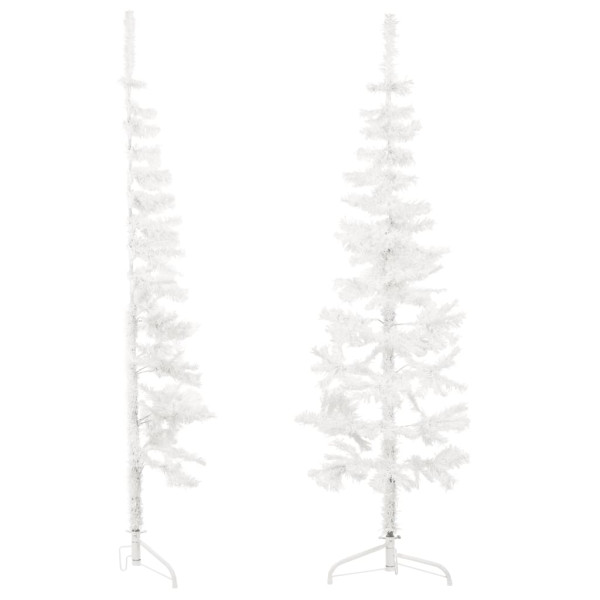 Medio árbol de Navidad artificial con soporte blanco 120 cm M 4