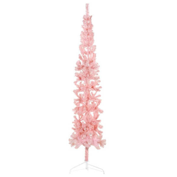 Meia árvore de Natal fina com suporte 240 cm rosa M 4