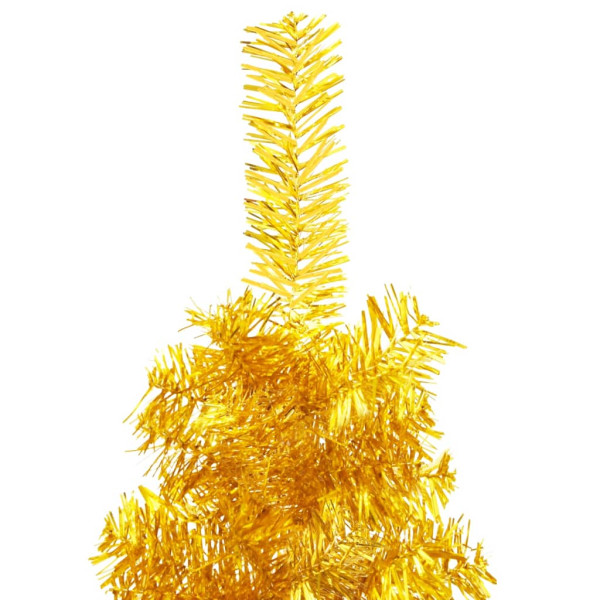 Medio árbol de Navidad artificial con soporte dorado 150 cm M 5