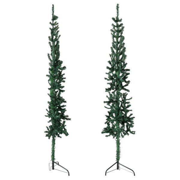Medio árbol de Navidad artificial con soporte verde 210 cm M 3