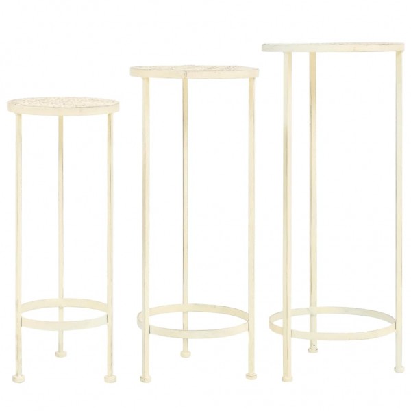 Juego de soportes de planta 3 pzas estilo vintage metal blanco D