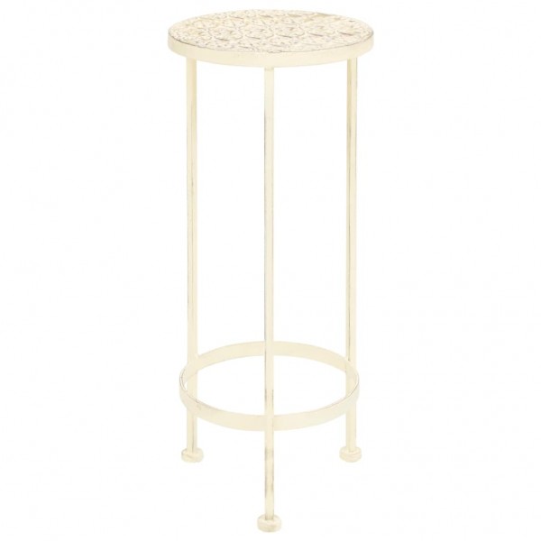 Juego de soportes de planta 3 pzas estilo vintage metal blanco M 3