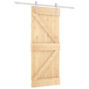 Puerta corredera con herrajes madera maciza de pino 85x210 cm H