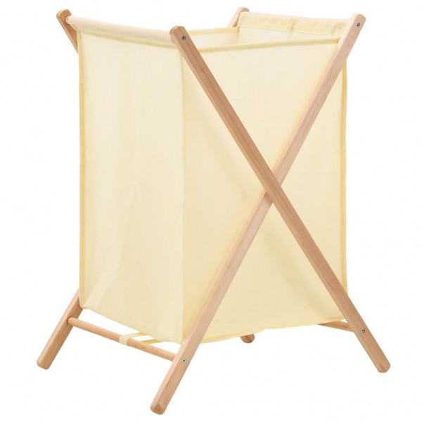 Cesto de ropa sucia madera de cedro y tela beige 42x41x64 cm D