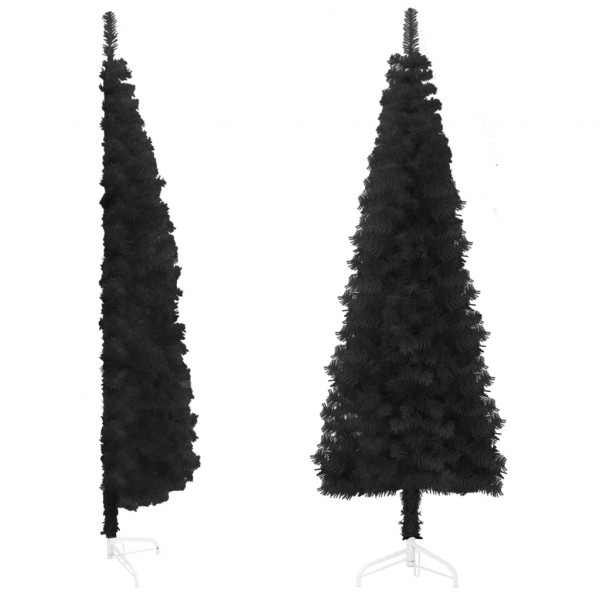 Medio árbol de Navidad artificial con soporte negro 120 cm M 2