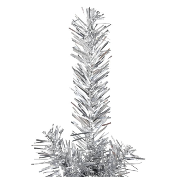 Medio árbol de Navidad artificial con soporte plateado 150 cm M 4