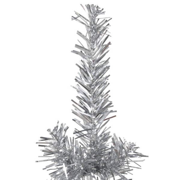 Medio árbol de Navidad artificial con soporte plateado 210 cm M 4