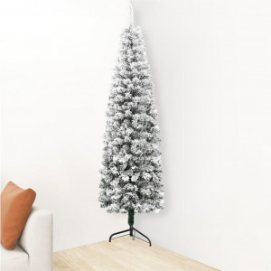 Mitad árbol Navidad artificial delgado con nieve 150 cm H