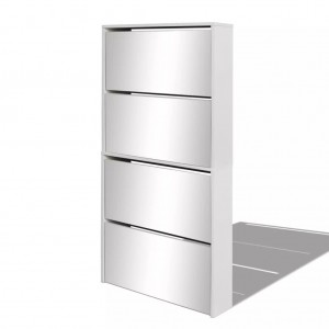 Mueble zapatero 4 compartimentos espejo blanco 63x17x134 cm H