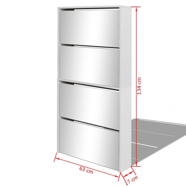 Mueble zapatero 4 compartimentos espejo blanco 63x17x134 cm M 5