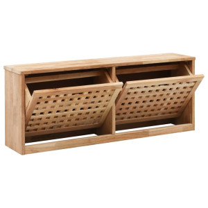 Banco zapatero de madera maciza de nogal 94x20x38 cm H