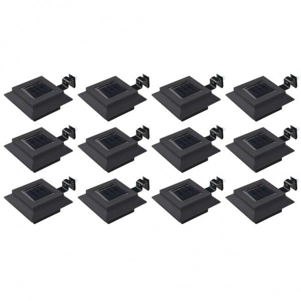Lámparas solares cuadradas de exterior negras 12 uds LED 12 cm D