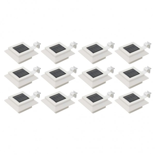 Lámparas solares cuadradas de exterior blancas 12 uds LED 12 cm D