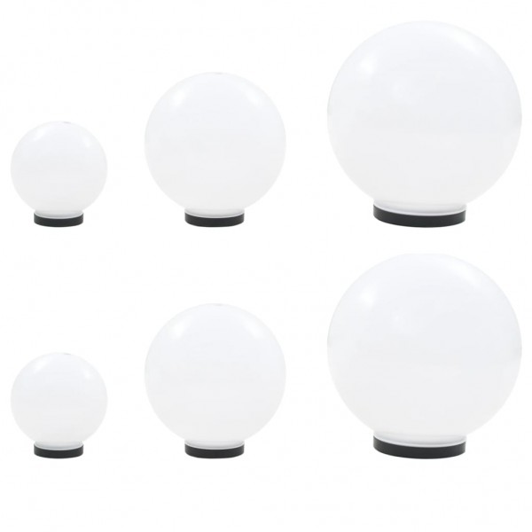 6 pcs conjunto de candeeiros esféricos LED 20/30/40 cm PMMA D