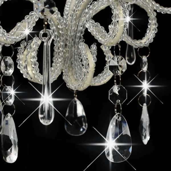 Candeeiro de teto com contas redondo E14 branco M 5