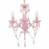 Lustre com contas redondo 3 x E14 cor-de-rosa 1