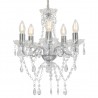 Lustre com contas de cristal redondo prateado 5 x E14 1