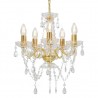 Lustre com contas de cristal redondo 5 x E14 dourado 1