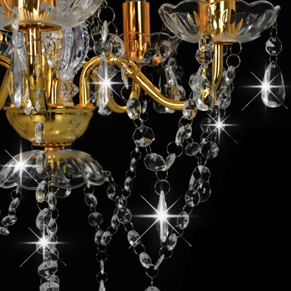 Lustre com contas de cristal redondo 5 x E14 dourado M 5