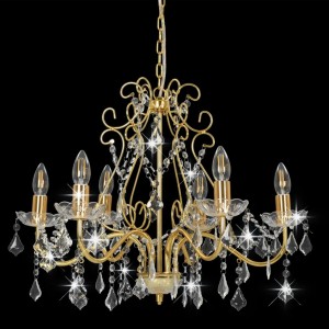 Lustre com contas de cristal 6 x E14 redondo dourado H