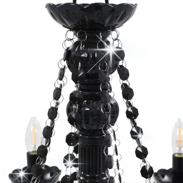 Lustre com contas lâmpadas 8 x E14 preto M 5