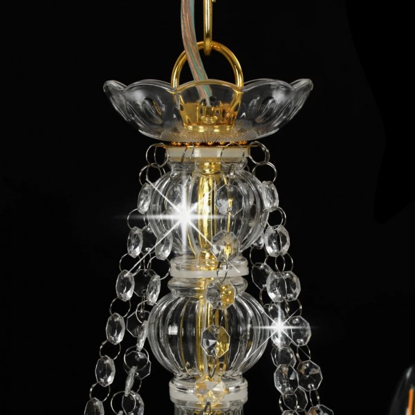 Lustre com contas lâmpadas 8 x E14 dourado M 4