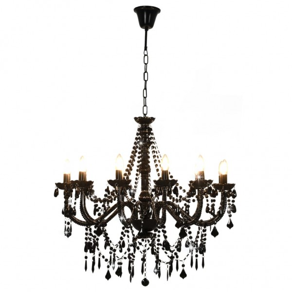 Lustre com contas lâmpadas 12 x E14 preto M 4