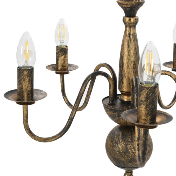 Lustre antigo de 5 lâmpadas E14 preto M 5