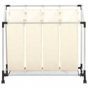Separador de roupa suja com 4 sacos aço creme H