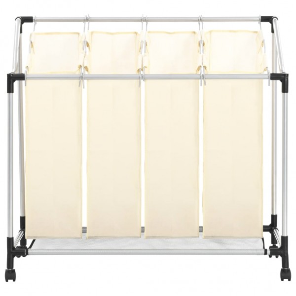 Separador de roupa suja com 4 sacos aço creme M 2