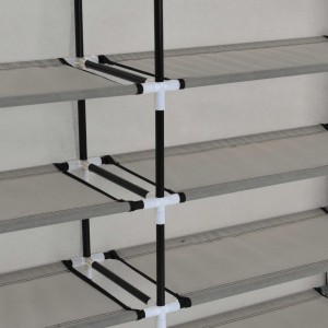 Mueble zapatero con funda de tela gris 115x28x110 cm H