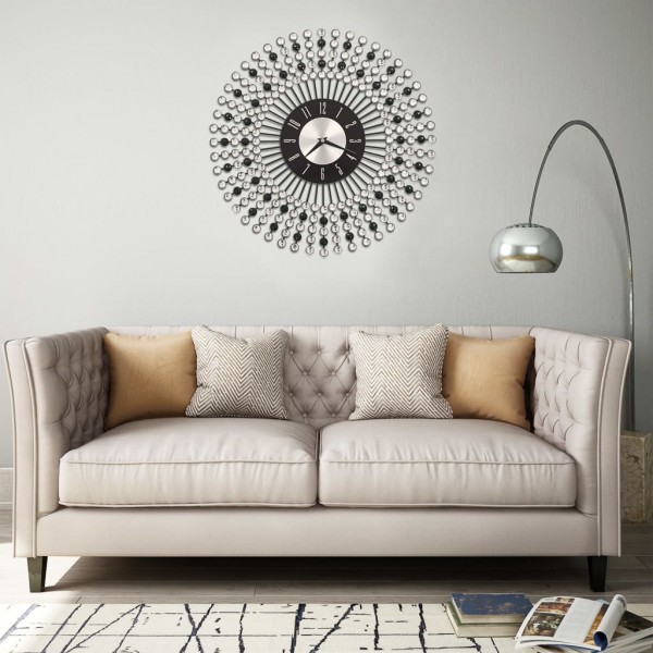 Reloj de pared de metal negro 43 cm D