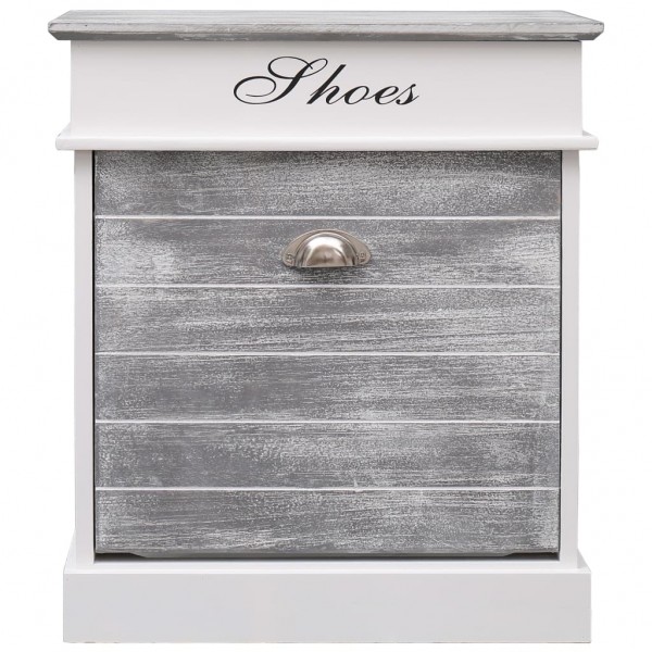 Mueble zapatero de madera de Paulownia gris 50x28x58 cm M 3
