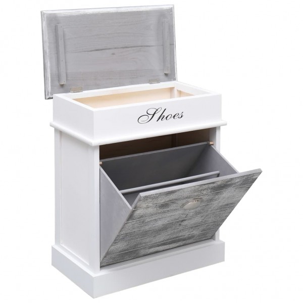 Mueble zapatero de madera de Paulownia gris 50x28x58 cm M 5