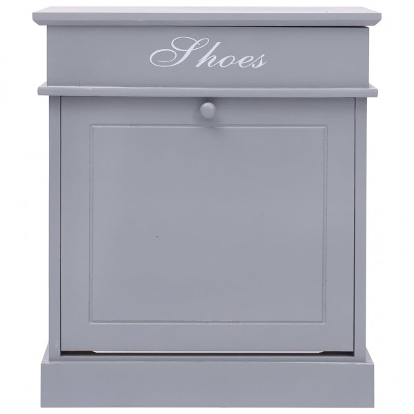 Mueble zapatero de madera de Paulownia gris 50x28x58 cm M 3