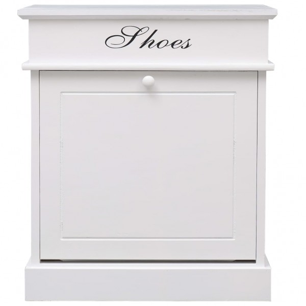 Mueble zapatero de madera de Paulownia blanco 50x28x58 cm M 6