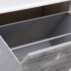 Mueble zapatero de madera de Paulownia gris 50x28x98 cm H