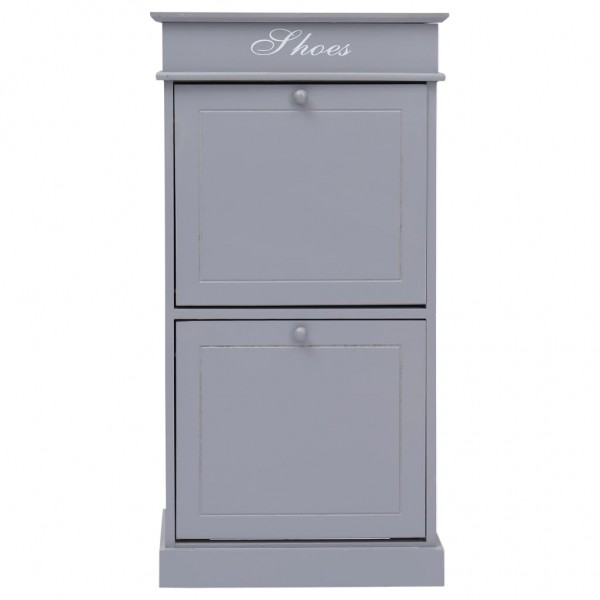 Mueble zapatero de madera de Paulownia gris 50x28x98 cm M 3