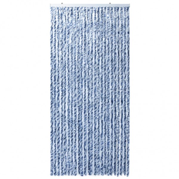Cortina anti-insetos 100x220 cm chenille azul. branco. prateado M 4