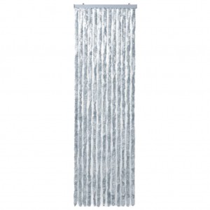 Cortina mosquitera de chenilla blanca y gris 56x185 cm H